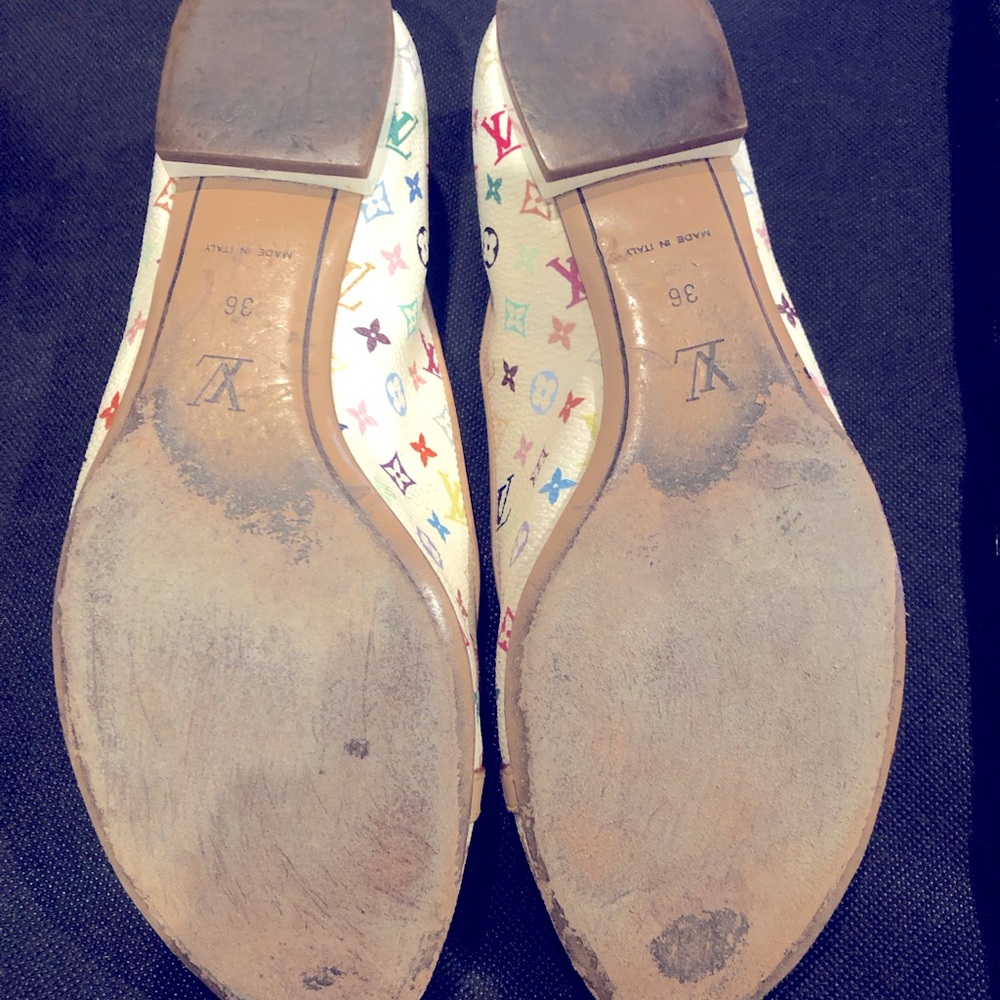 100% Authentic Louis Vuitton White Multicolor ballet flats (used) - Picture 3 of 7
